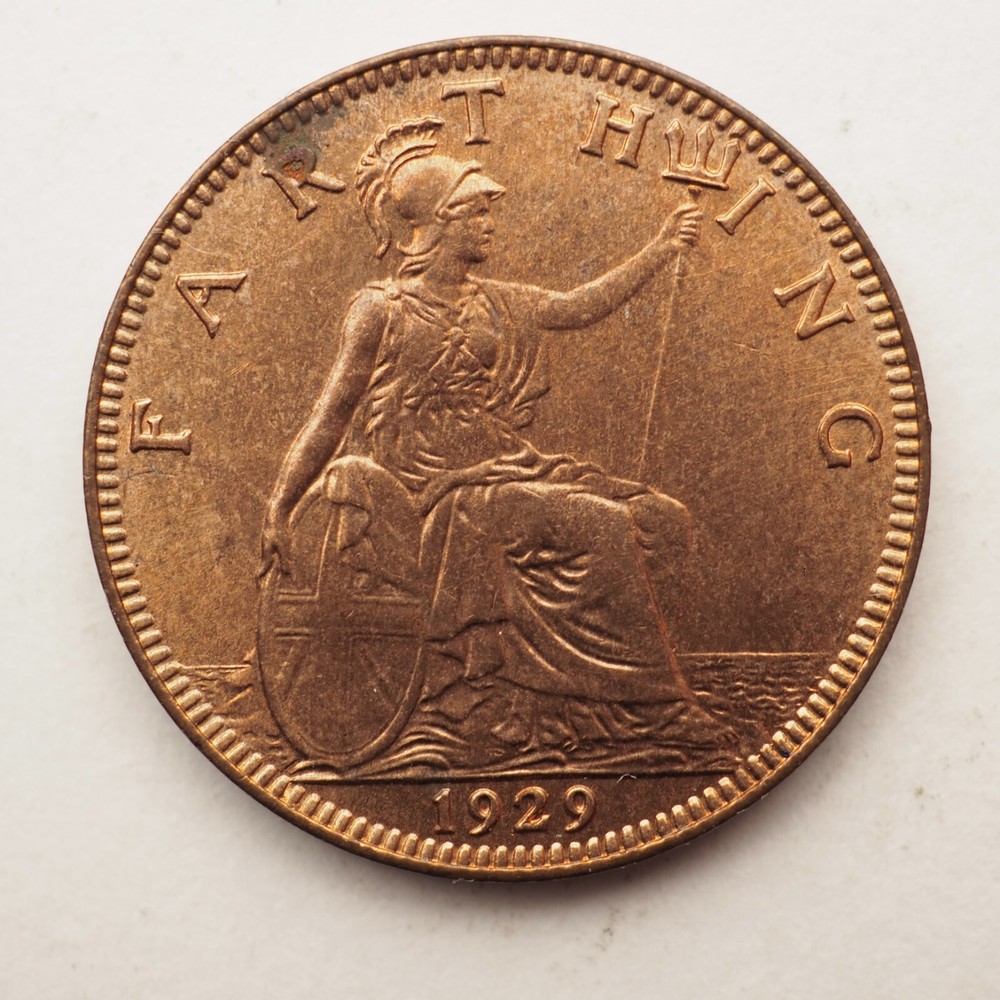 1929  Great Britain Farthing - George V  FREE SHIPPING M5290