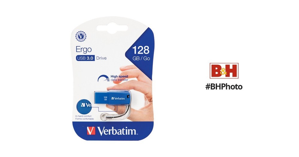 Verbatim 128GB Ergo USB 3.0 Flash Drive - Blue