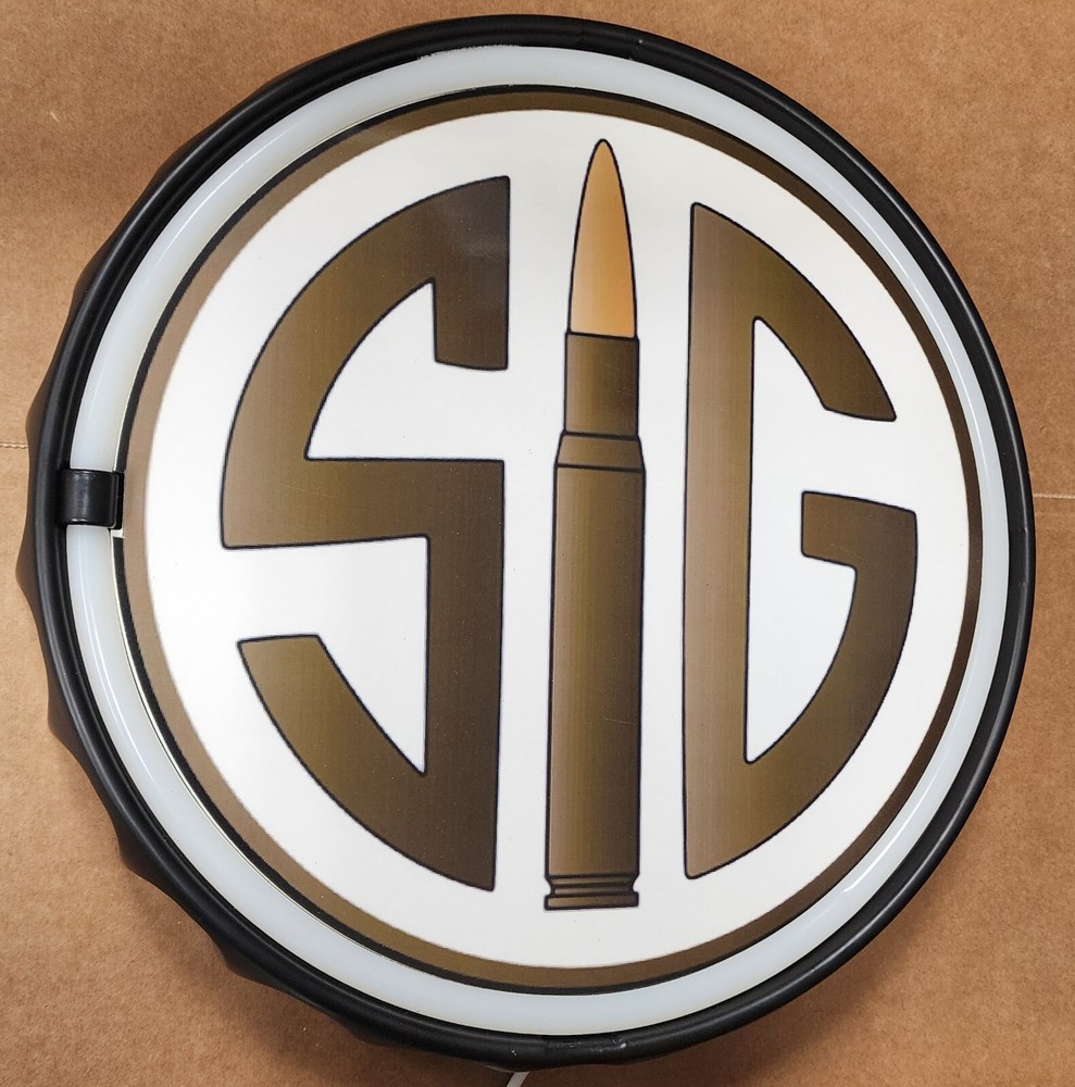 New SIG Firearms 12" Round Led Light Sign Perfect Gift Idea For Any Man Cave.