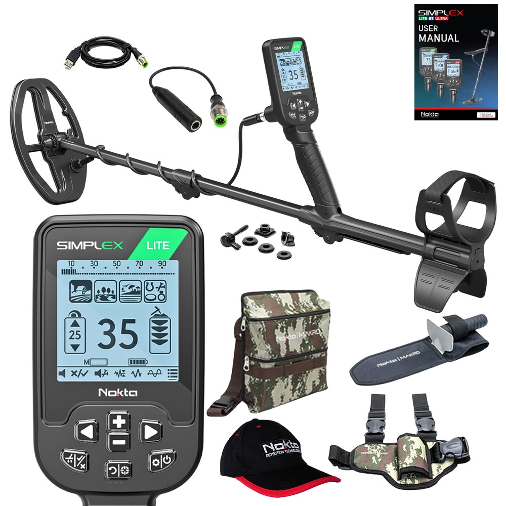 Nokta Simplex LITE Waterproof Metal Detector, 9.5 x 6" DD Coil, & Starter Pack