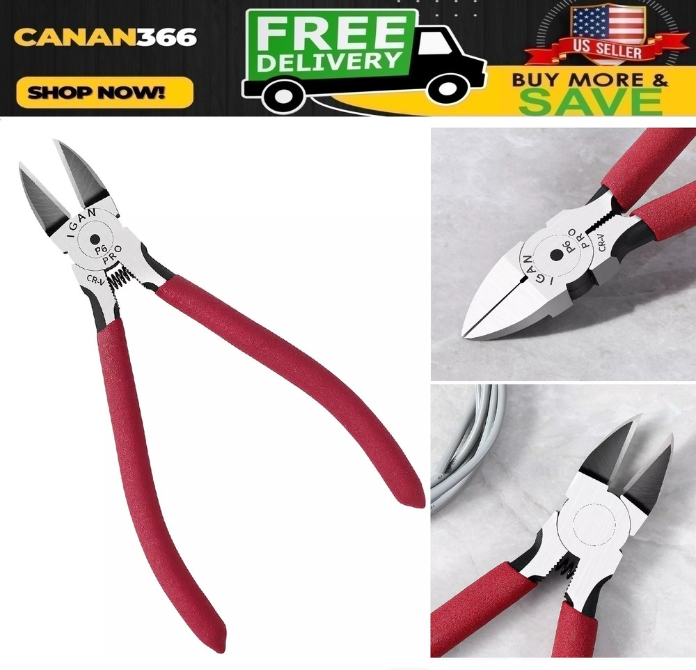 IGAN-P6 Wire Flush Cutters, 6-Inch Ultra Sharp & Powerful Side Cutter Clippers