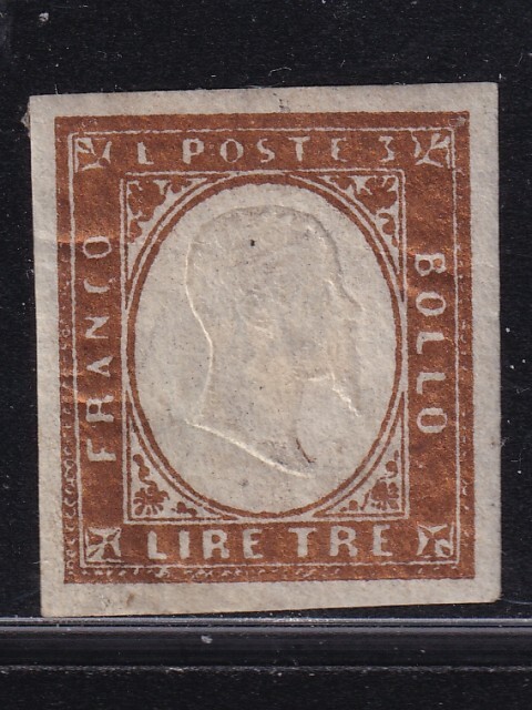 Italian States/SARDINIA 1855 YV 15 UNG VF /CAT VALUE $250