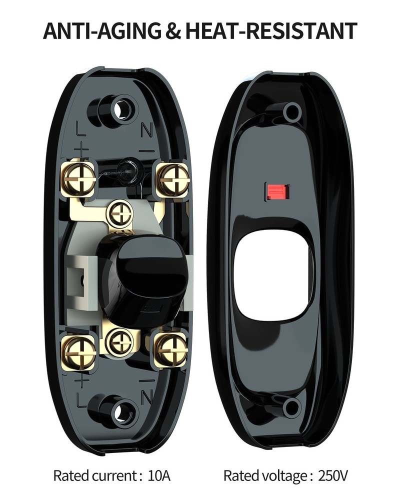 Durable Black Push Button Switch - 2 Pack for Convenient Appliance Control