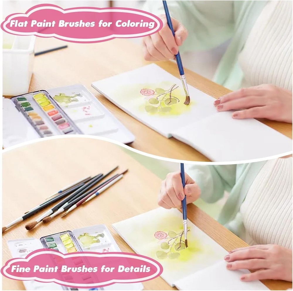 Small Paint Brushes Bulk, 160 Pcs Flat Tip Round Acrylic Paint Brushes for Ki...