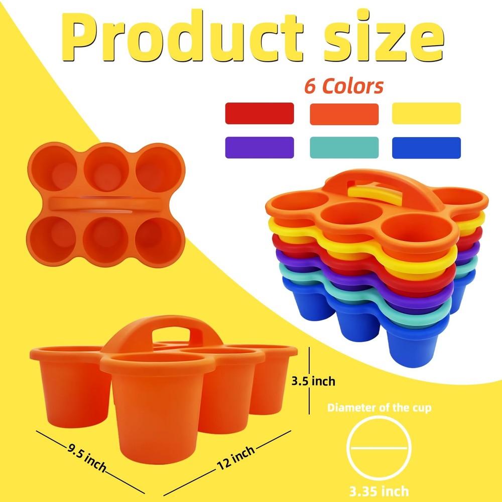 6 Pack Classroom Caddy Storage Basket, 6 Compartment 6 Cup Caddy - BPA-Free P...