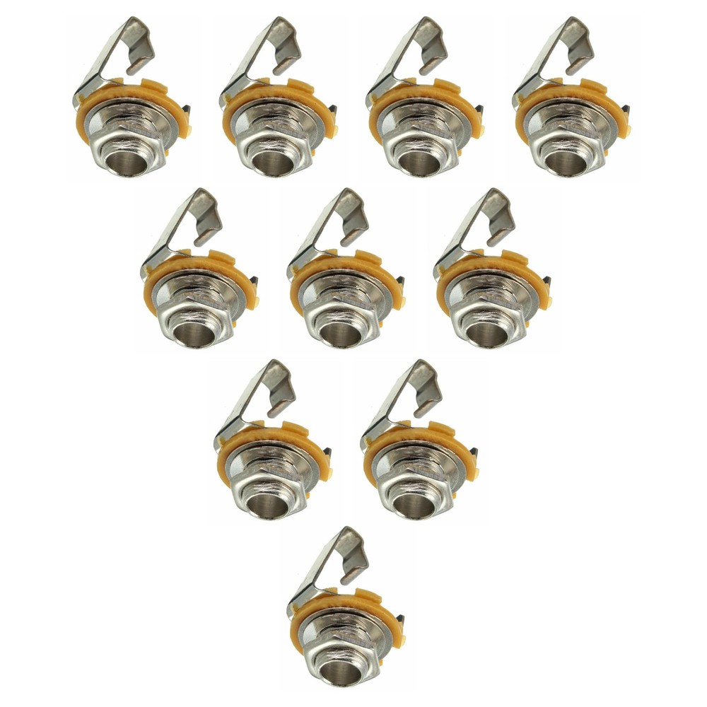 New 10 Pcs Mono 1/4" 6.35mm ID Socket Jack Connector Panel Mount Guitar Plate