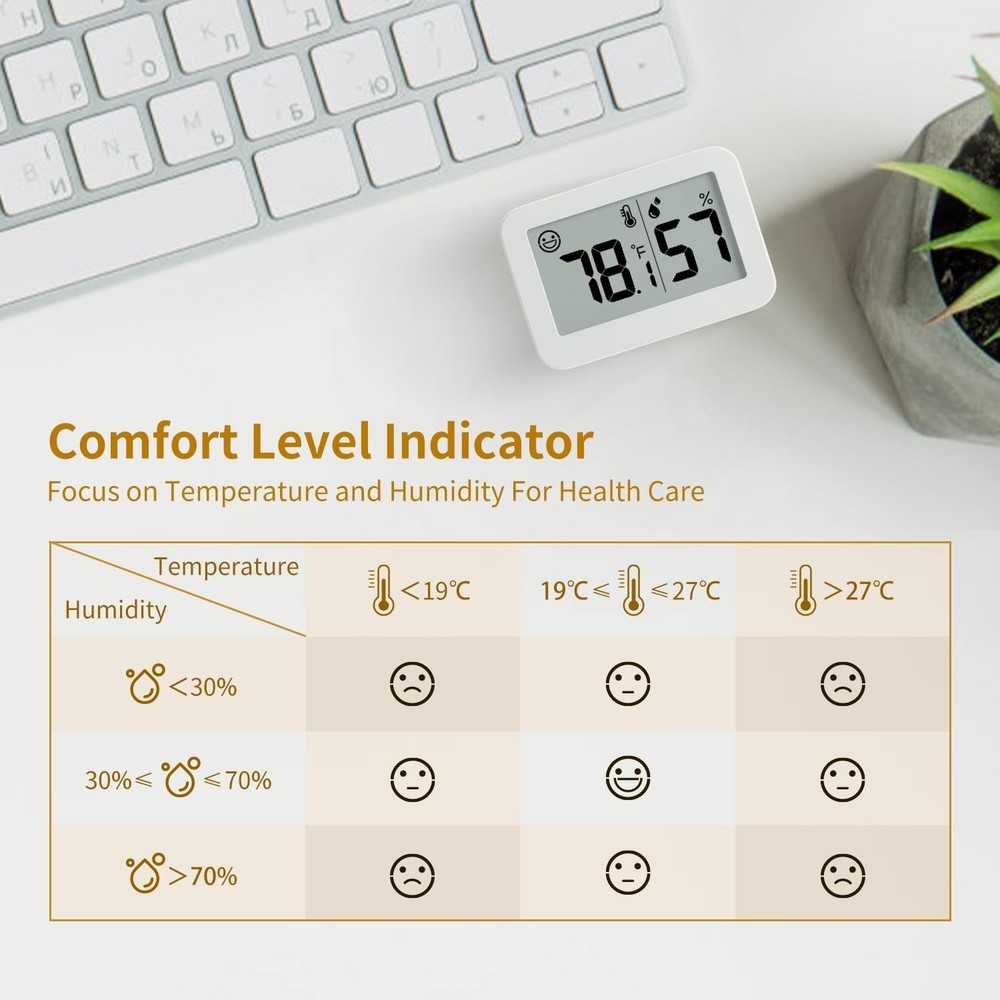 DOOMAY 2-Pack Mini Hygrometer Indoor Thermometer, Humidity Gauge with Switch ...