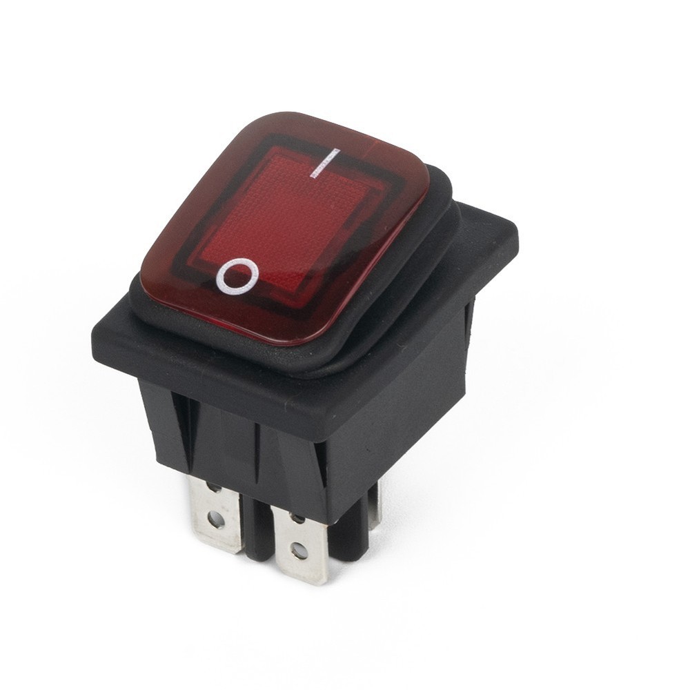 Red Button Illuminated Rectangular Rocker Switch for Waterproof Application