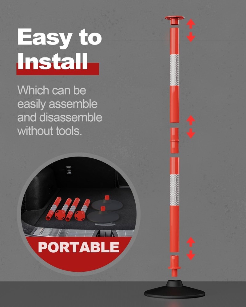 Easy-to-Install 2-Pack Traffic Cones with Reflective Collars & Chain for Safety