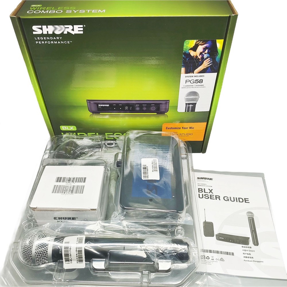 Shure BLX24 PG58 Vocal System w/BLX4 Wireless Receiver and Handheld Transmit US