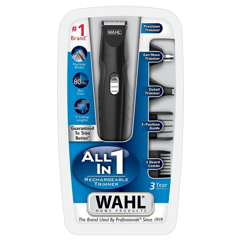 Wahl Men's Rechargeable All in One Beard Mustache Trimmer Black
