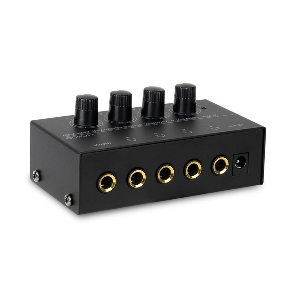 1 PC 4 Channels 12V Black Mini Stereo Headphone Ultra-Compact Audio Amplifier