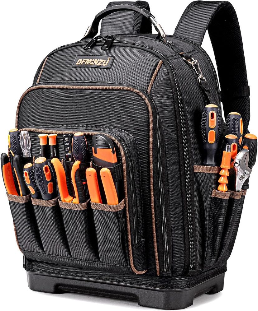 Durable Tool Backpack with Laptop Compartment & Molded Base, 1680D Oxford