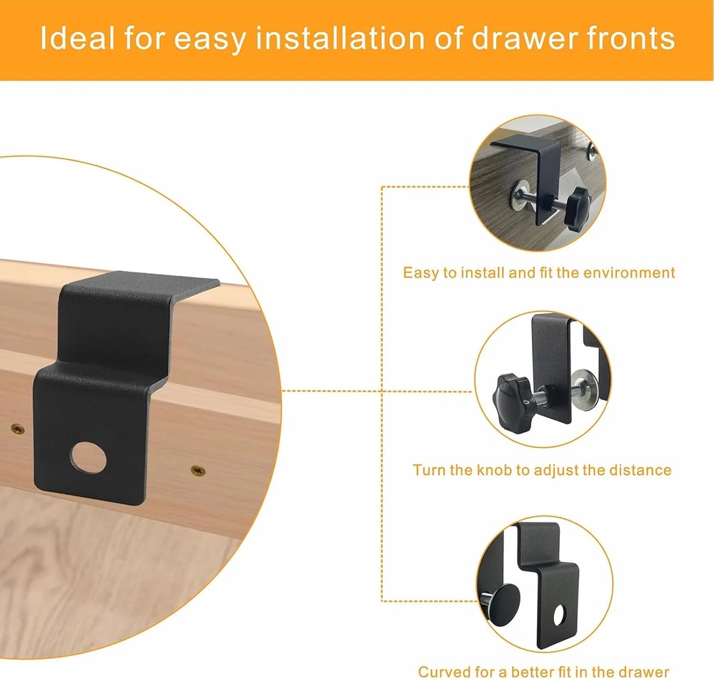 2Pcs Drawer Front Installation Clamps Adjustable Drawer Fixing Clip, Cabinet Har