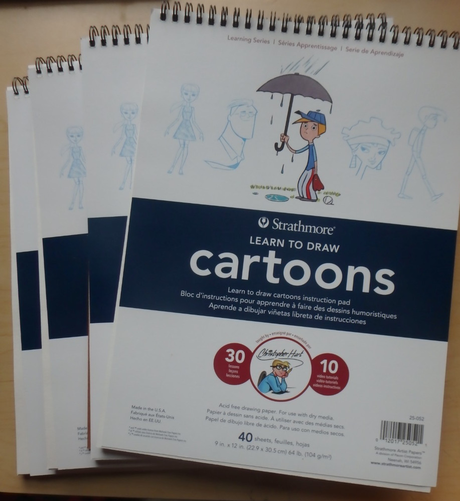 SRATHMORE LEARN TO DRAW CARTOONS 4 copies 30  lessons each LEARNING SERIES