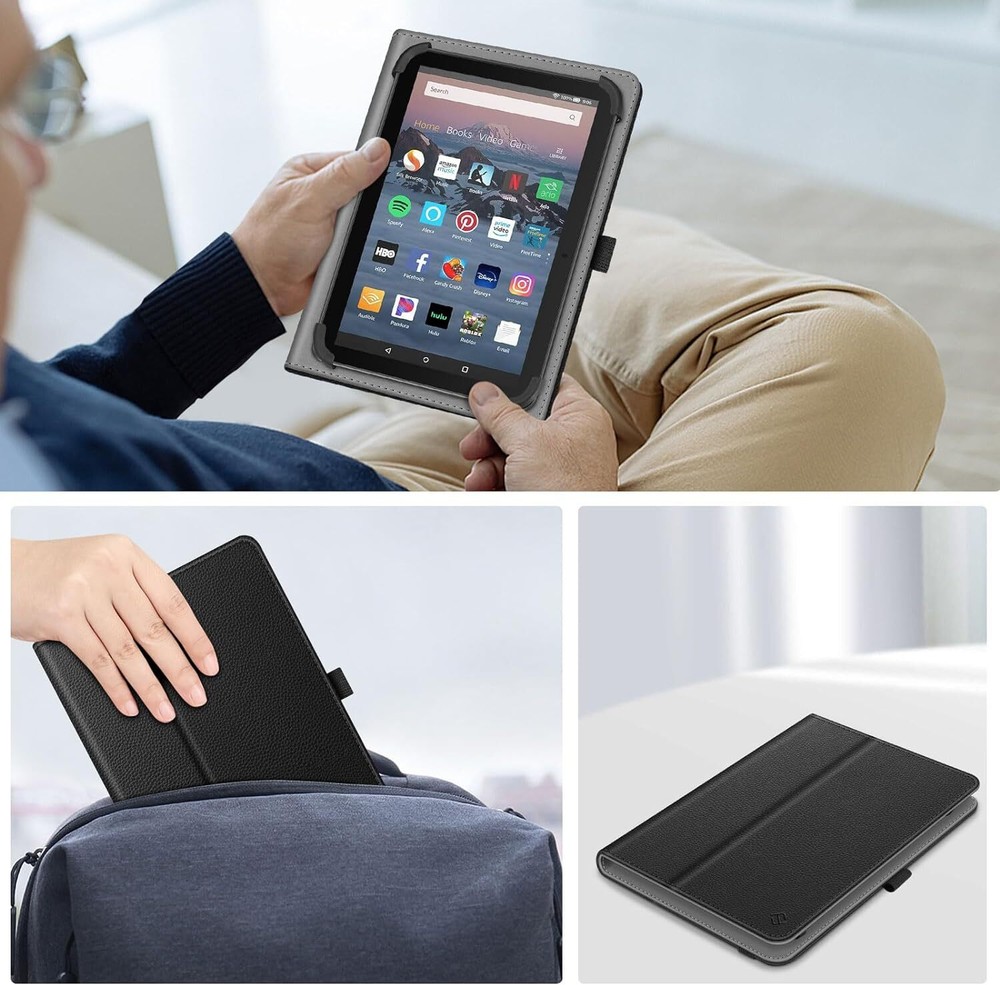 Universal Case for 7-8 Inch Tablet eReader Folio Cover Book Style w Hand Strap