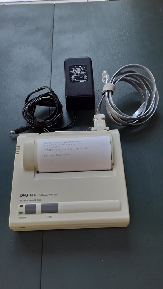 SEIKO SII DPU 414-30B THERMAL PRINTER + POWER SUPPLY + SERIAL CABLE AND TESTED