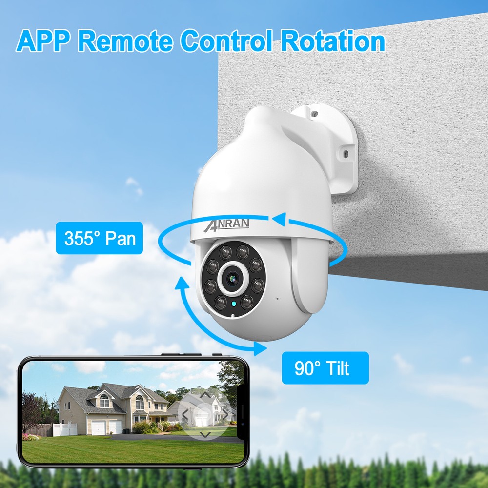 ANRAN Wired POE Security Camera System Outdoor PTZ Motion Detection 8CH NVR Kits