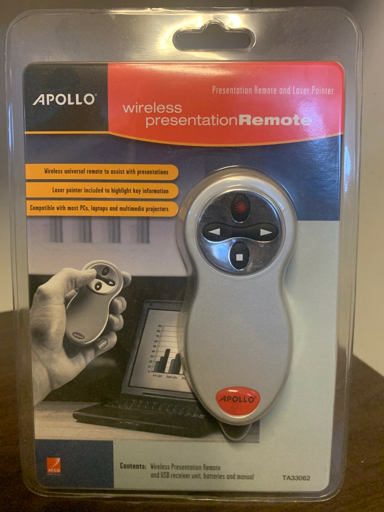 Apollo Wireless Presentation Remote & Laser Pointer TA33062