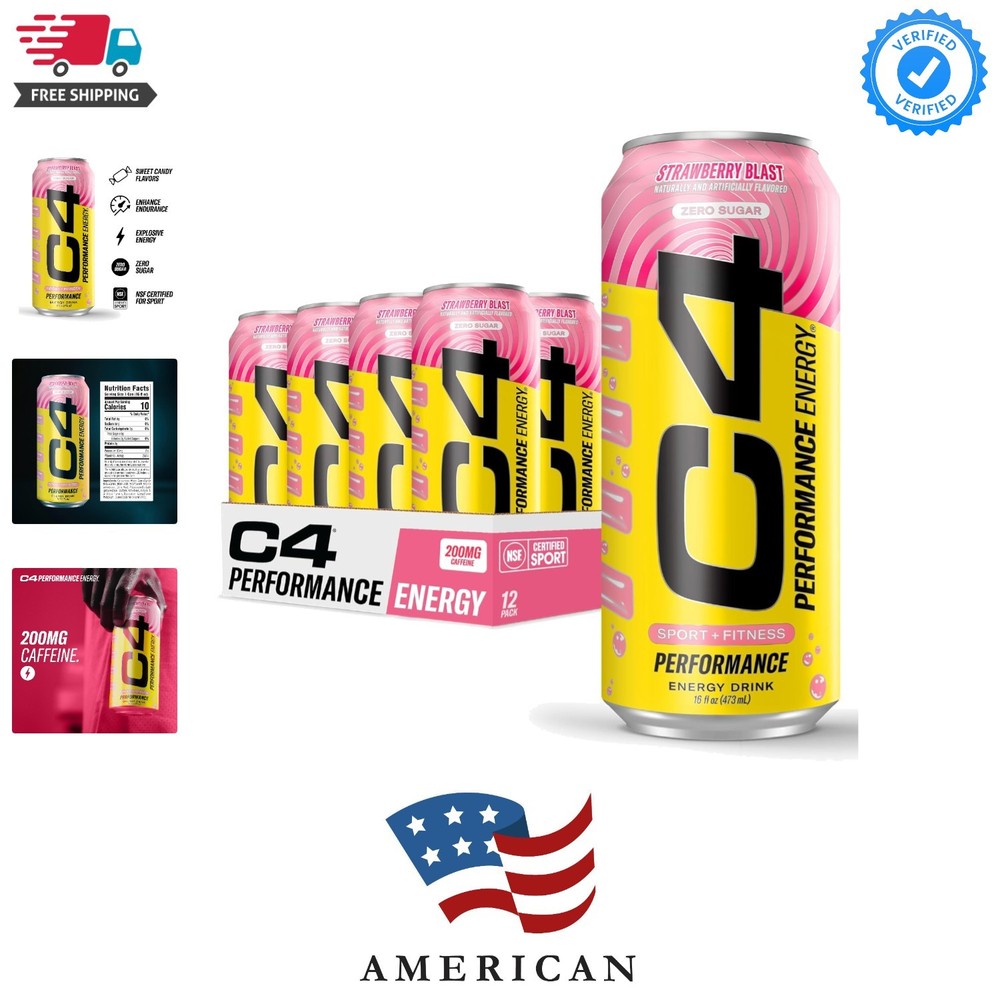 Cellucor Performance Energy Drink | Strawberry Blast | Zero Sugar Carbonated ...