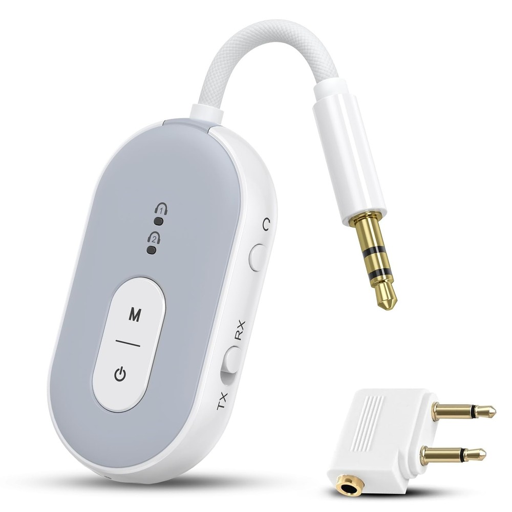 Bluetooth 5.3 Audio Adapter, Low Latency Transmitter & Receiver for 2 Devices, 3