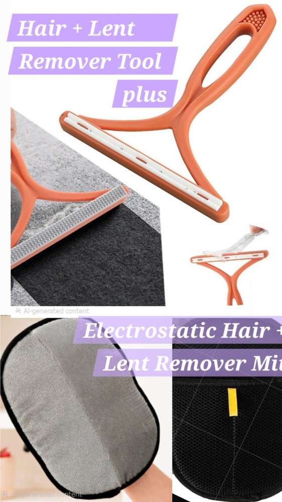 Hair and Lent Remover Tool PLUS Electrostatic Hair and Lent Remover Mit