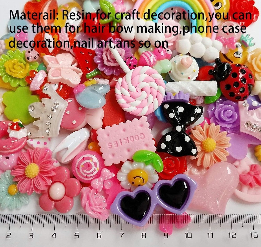 50pcs Lots Mix Assort Easter DIY Flatbacks Resin Flat Back Scrapbooking Slime...