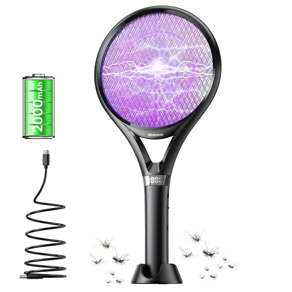 Minimoon Electric Fly Swatter with LED Display, 2000mAh Rechargeabl... Fast Ship