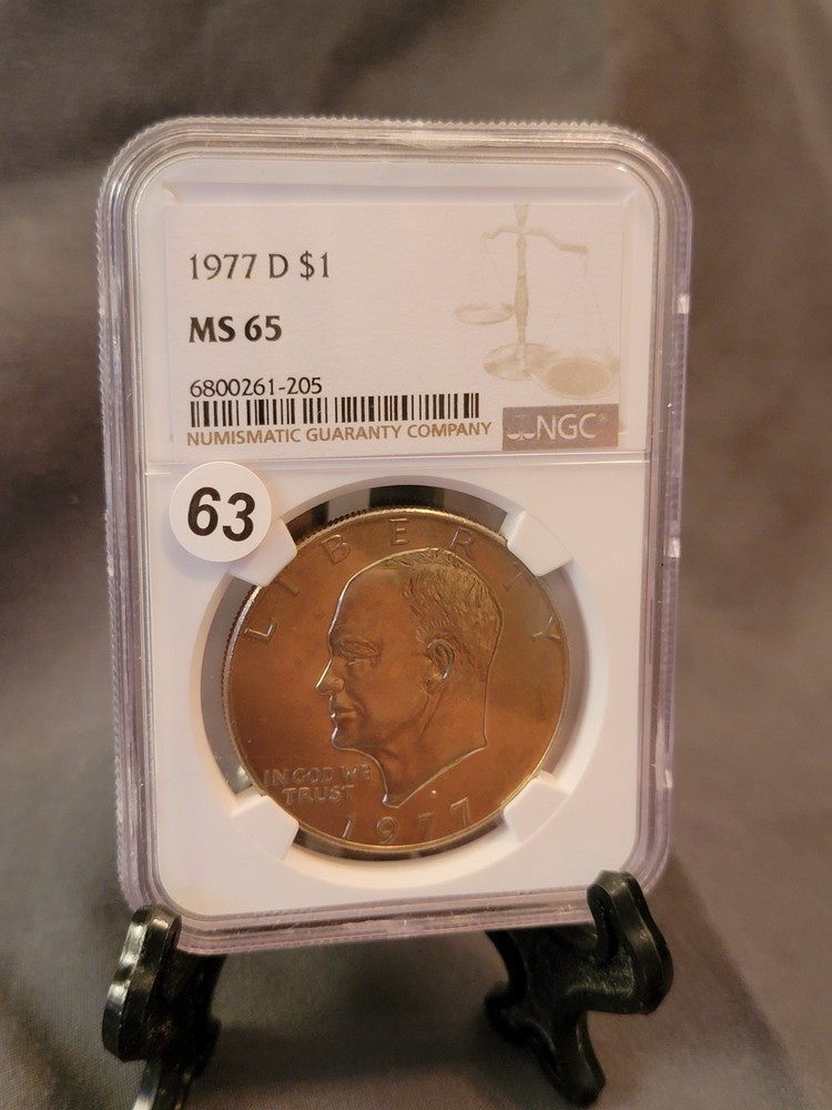 1977-D Eisenhower Dollar MS65 NGC Graded 1$ Coin