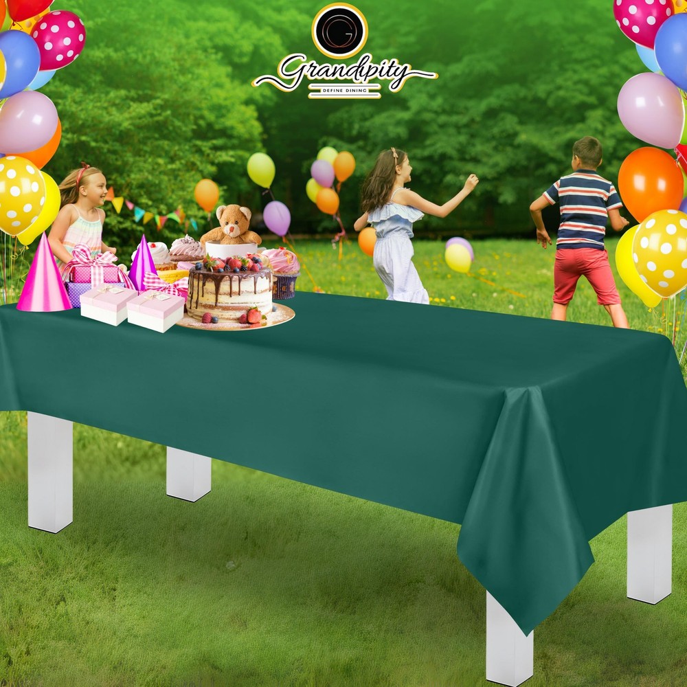 Dark Green 12 Pack Disposable Plastic Tablecloths 54 x 108