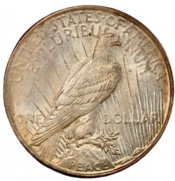 1927 D PEACE SILVER DOLLAR PCGS MS63 GOLD SHIELD LABEL