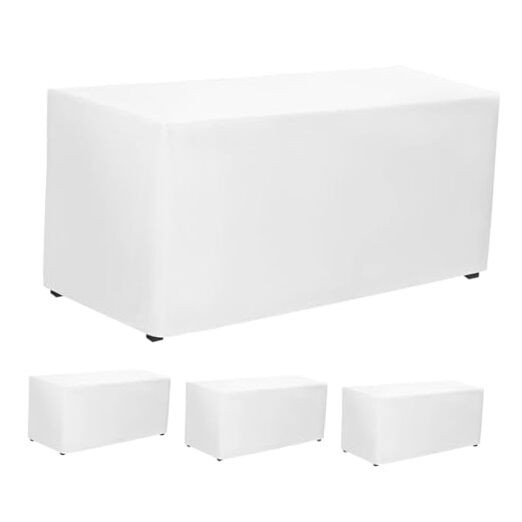 Fitted Tablecloth, 4 Pack Table Clothes for 6 FT Rectangle 6 FT |4 PCS White