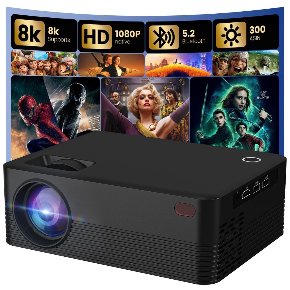 【Native 1080P】 Projector with WiFi and Bluetooth, 240ANSI Support 8K, Portabl...