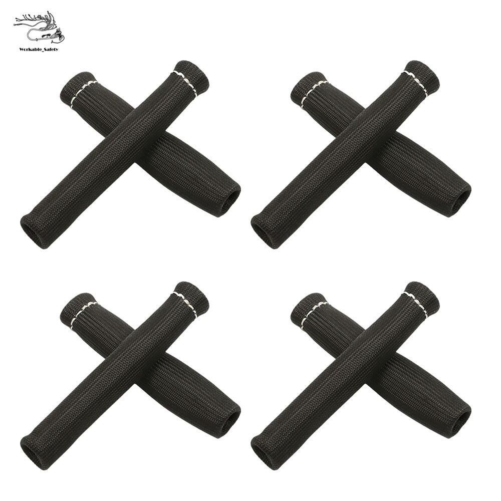 1200° BLACK SPARK PLUG WIRE BOOTS HEAT SHIELD PROTECTOR SLEEVE SBC BBC 350 X8