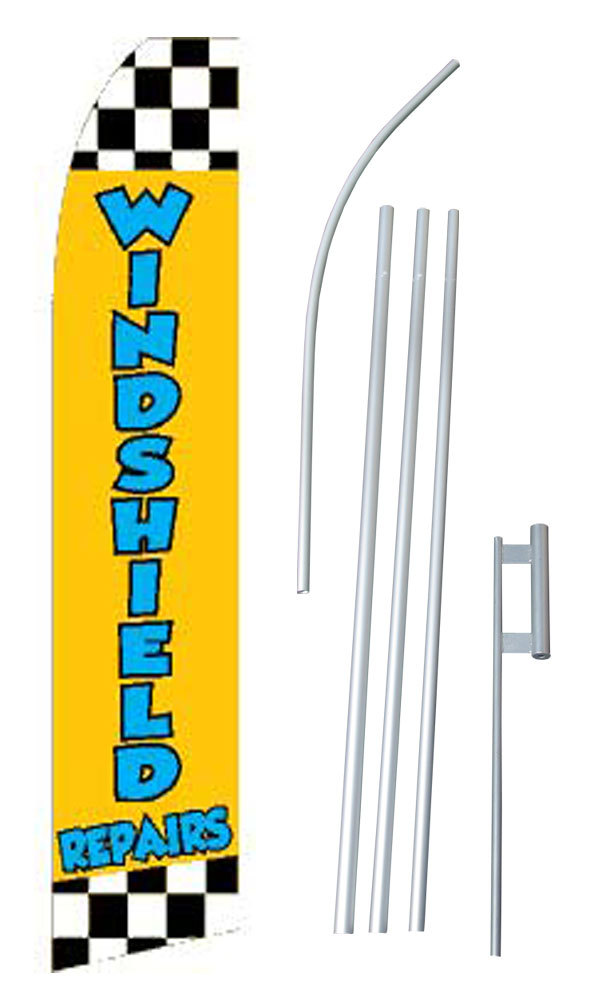 Windshield Repairs Flag Flutter Feather Banner Swooper Bundle Kit COMPLETE