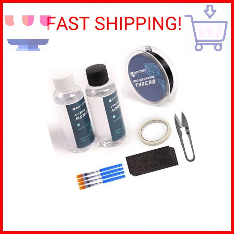 Fishing Rod Repair Kit with Epoxy Glue, Wrapping Thread, Clipper, and Masking Ta