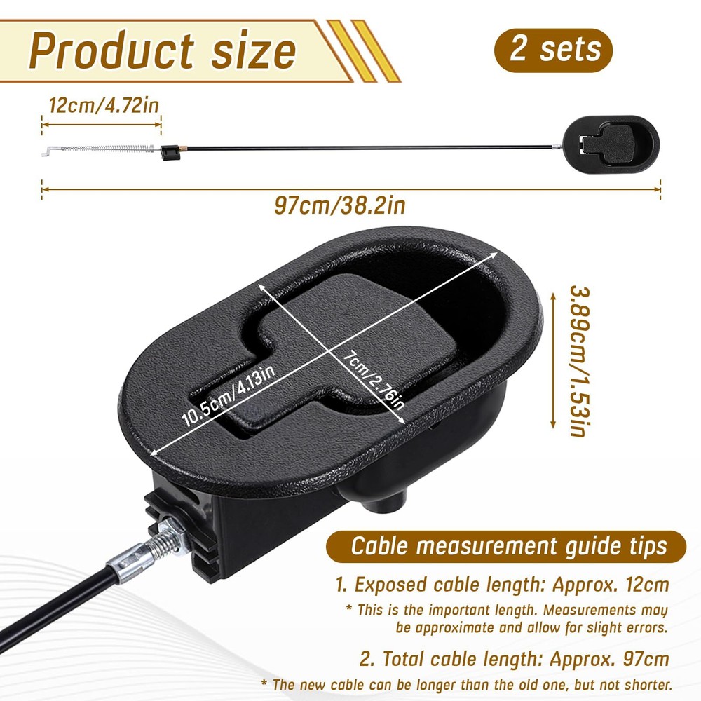 2 Set Recliner Handle Parts with Pull Cable Durable Recliner Release Pull Han...