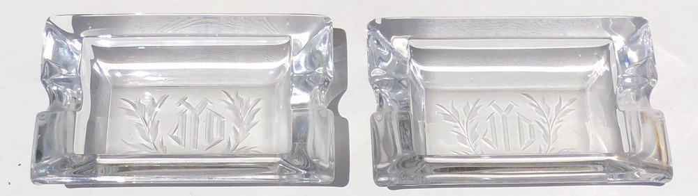 Pair(2) Mid Century Etched Initial JYD Ashtrays
