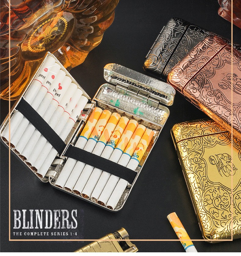 Vintage Portable Thin Metal Flip Top Three Open Double Sided Cigarette Case 14S