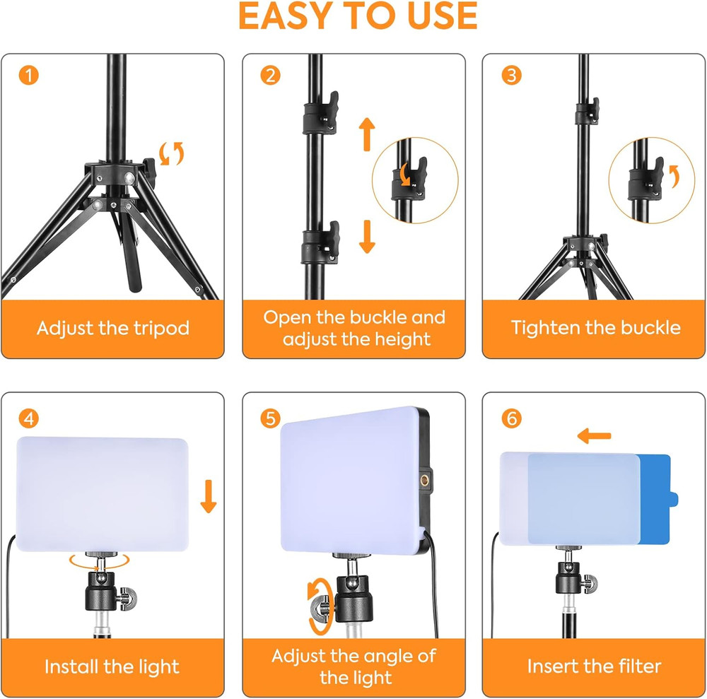 LED Video Light Kit 2 Pack 6500K Dimmable Streaming Lights USB Key Light Photogr
