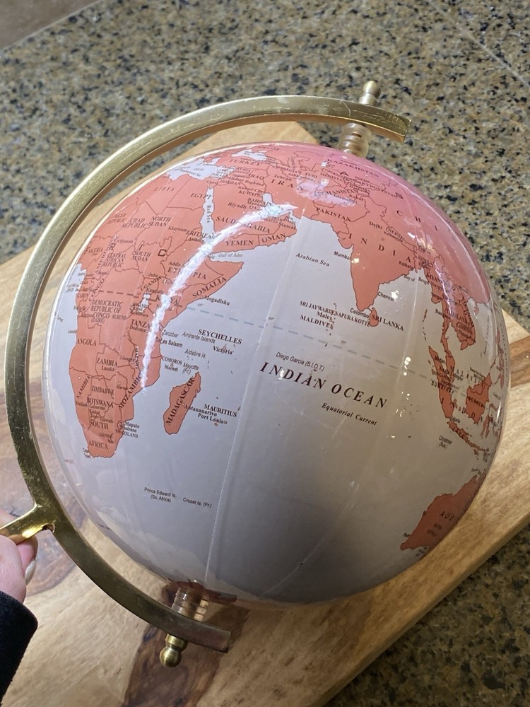 World Globe Pink With Gold Tone Solid Stand Desktop