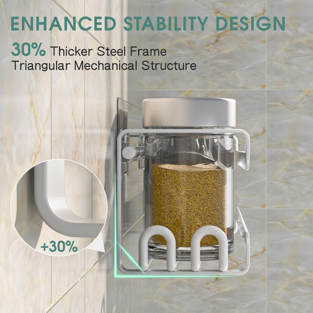 2 Pack Wall Mounted Spice Rack with 16 Hooks Spice Organizer Shelf White
