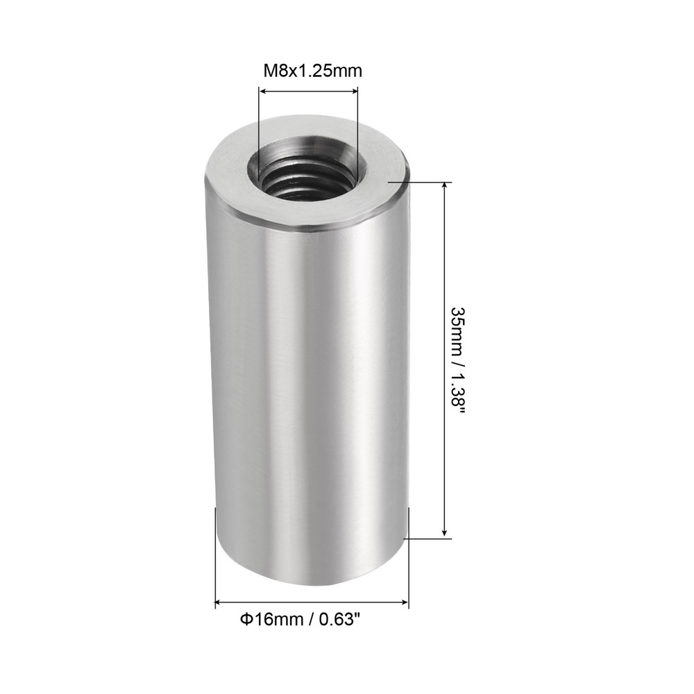 5Pcs Round Connector Nuts, M8x35x16mm Coupling Nut Sleeve Rod Bar Stud Nut