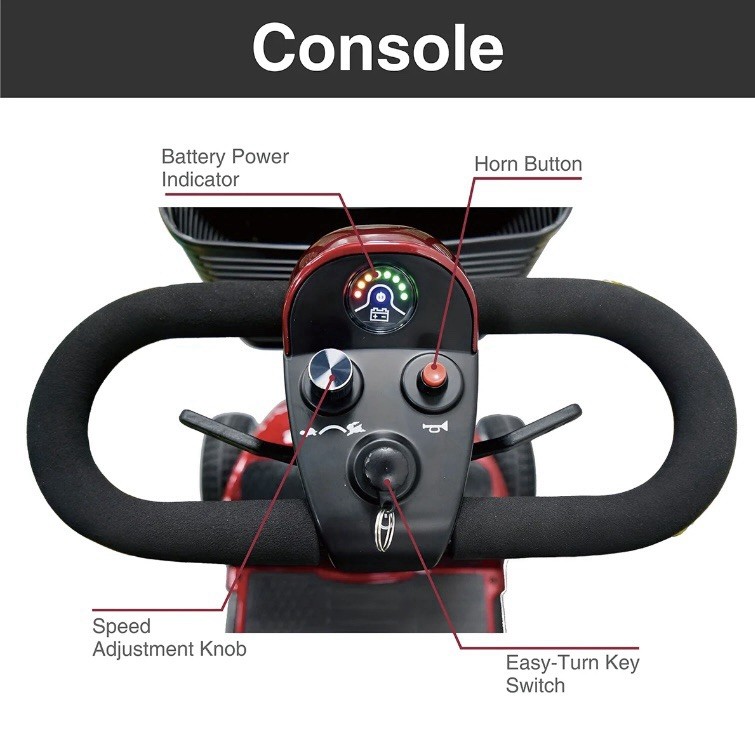 Equate Mobility 4-Wheel Motorized Power Scooter, Red