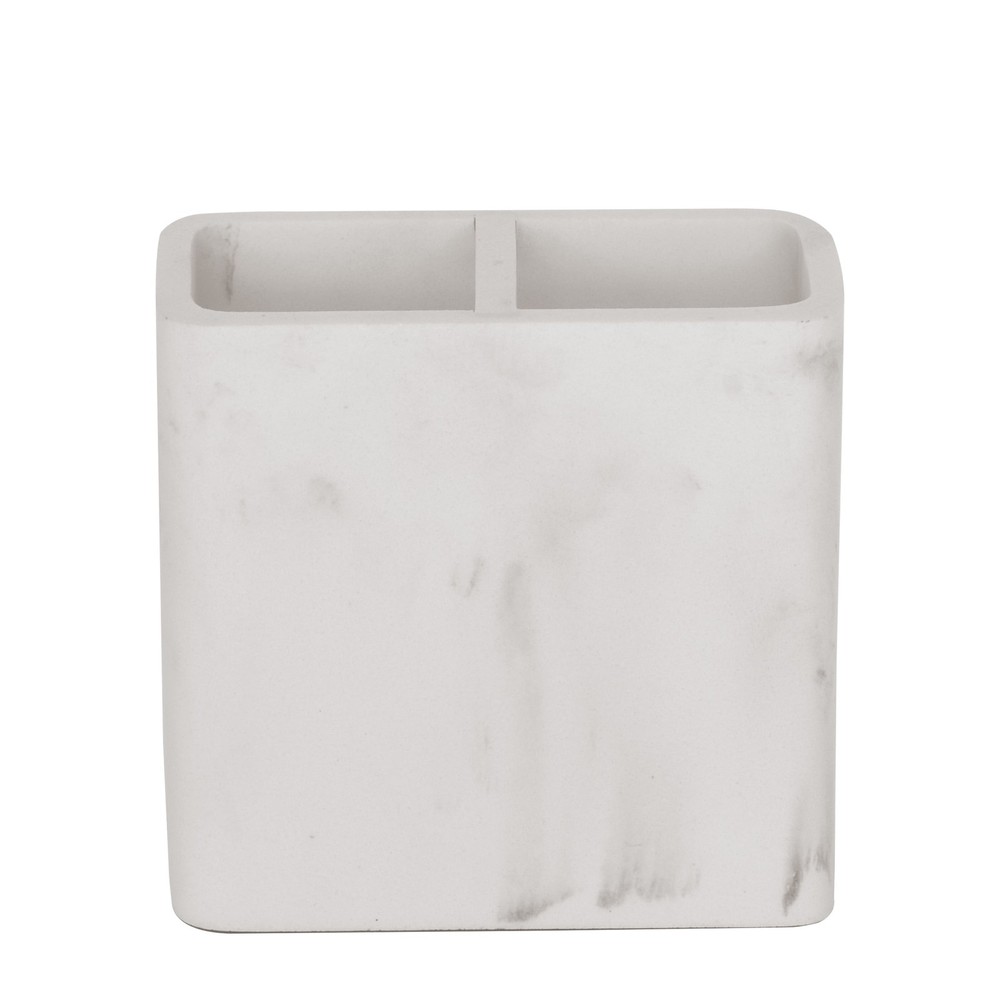Faux Marble Toothbrush Holder Multi-Purpose Use Organizer Elegant White