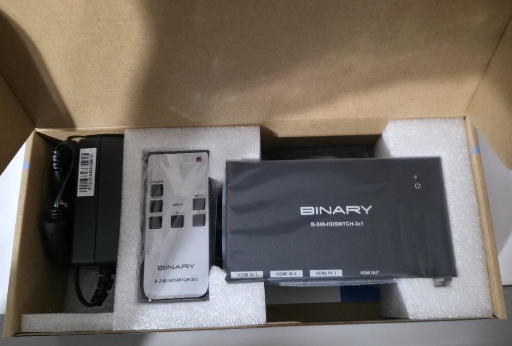 Binary B-240-HDSWTCH-3x1 3x1 HDMI Switch 4K Ultra HD - Brand New In Box