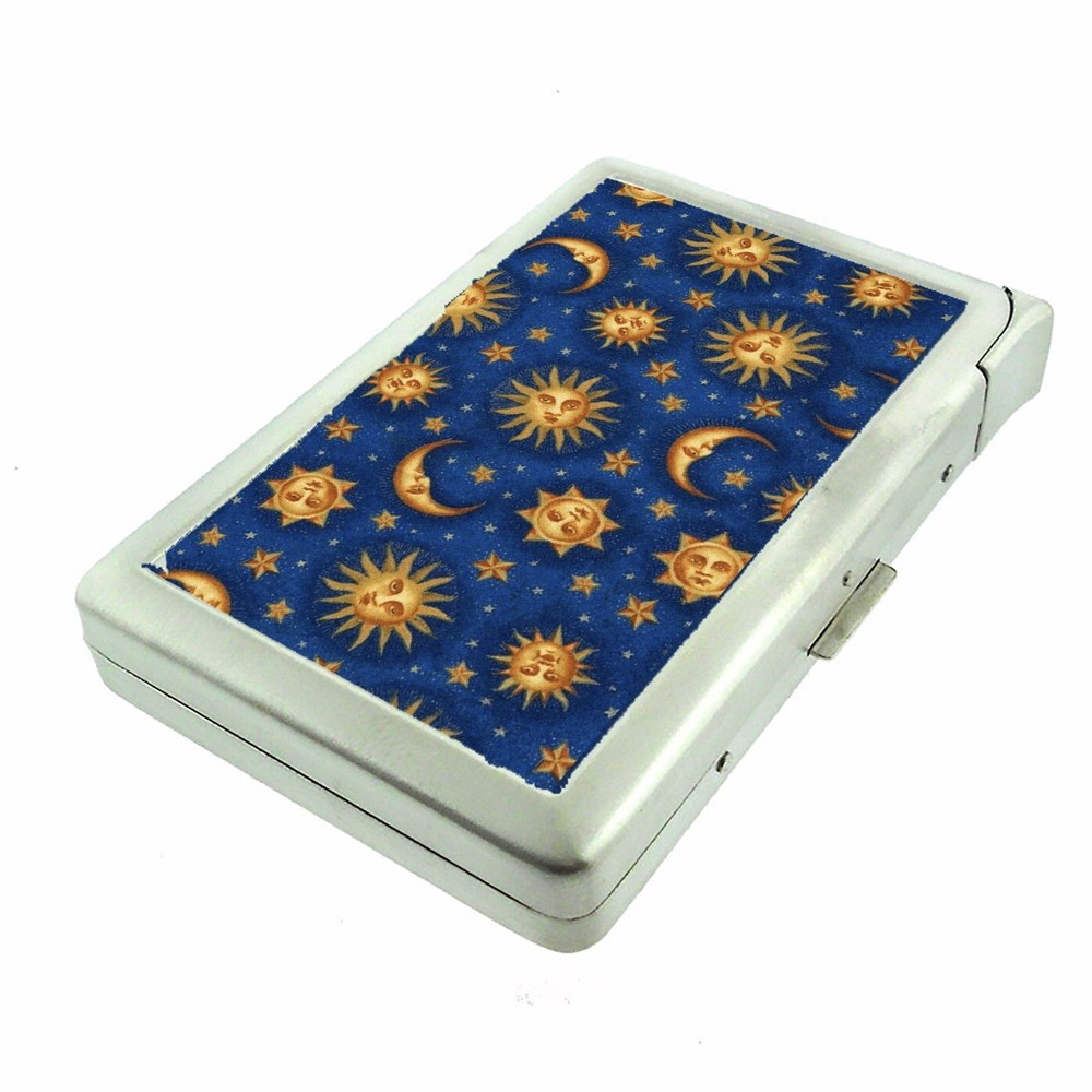 Celestial Whimsy Sun & Moon 100's Cigarette Case Starry lighter ID Holder Wallet