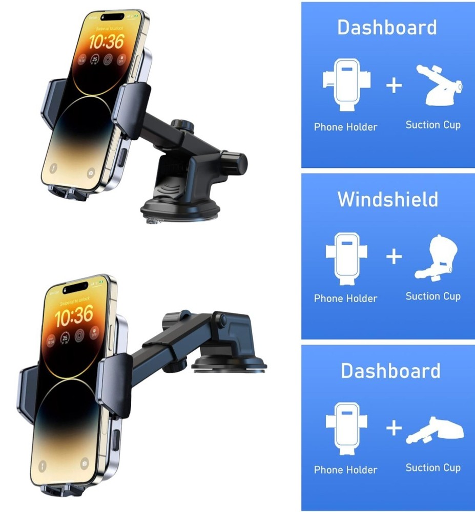 Car Phone Mount Holder Adjustable Dashboard Windshield Mount For All Model Phone