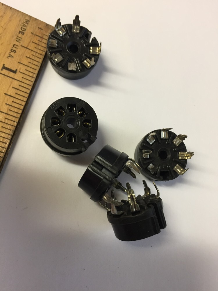 7PCB CINCH JONES 7 PIN PC MOUNT TUBE SOCKETS 5 PCS NOS