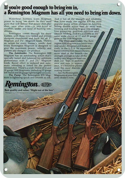 1977 REMINGTON 1100 870 3200 Over/Under Shotgun DECORATIVE REPLICA METAL SIGN